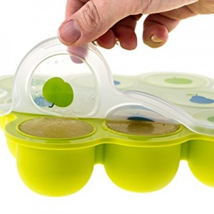 Tutti-Bimbi-Homemade-Baby-Food-Breastmilk-Storage-Portion-Control-Container--Non-Stick-Reusable-Silicone-Freezer-Tray-Great-for-Popsicles-Ice-Cubes--BPA-Free-with-Clip-On-Lid-Apple-Lid-0